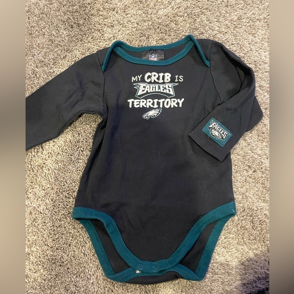 EUC NFL Eagles Football Long Sleeved Baby Onesie